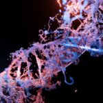 ADN bleu sur fond noir lors d'un test de paternité
