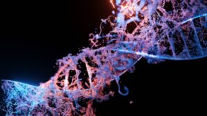 ADN bleu sur fond noir lors d'un test de paternité