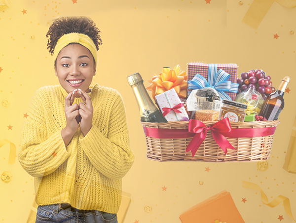 Panier garni Noël entreprise avec produits gourmands